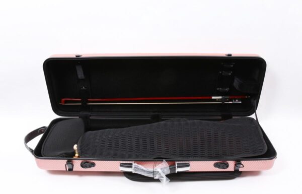 Hard Shell Violin Case 4/4 Full Size Carbon Fiber Anti-Scratch Oblong Violin Box Removable Sheet Music Bag and 2 Adjustable Straps Strong Light Travel case (Rose gold) - Image 5