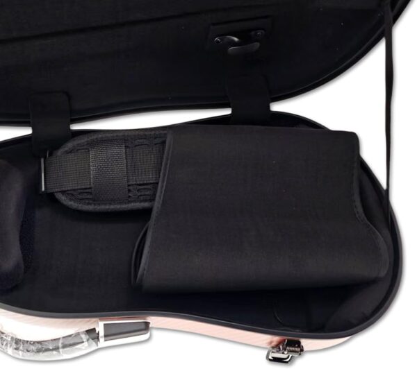 Hard Shell 3/4 Violin Case 4/4 Full Size Carbon Fiber Violin Box Strong Light Anti-Scratch Scratch Shaped Flight Case Travel Backpack Violin Case (Pink gold) - Image 3