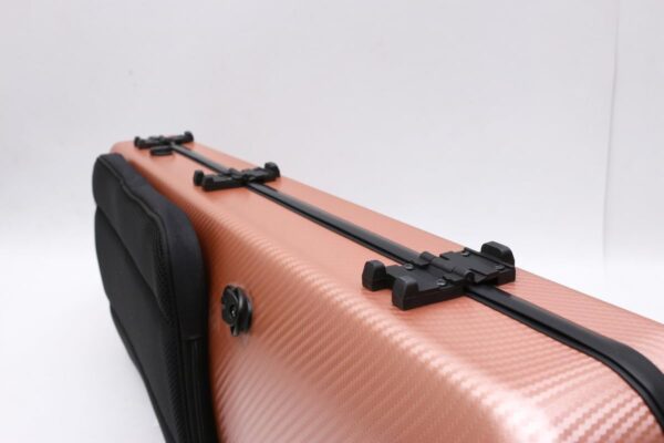 Hard Shell Violin Case 4/4 Full Size Carbon Fiber Anti-Scratch Oblong Violin Box Removable Sheet Music Bag and 2 Adjustable Straps Strong Light Travel case (Rose gold) - Image 7