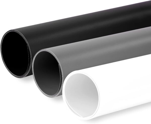 Meking 31x59inch (80x150cm) Photography PVC Backdrop Background Matte Vincly Seamless Backdrop Kit for Studio Video Product Shooting, 3 Solid Colors