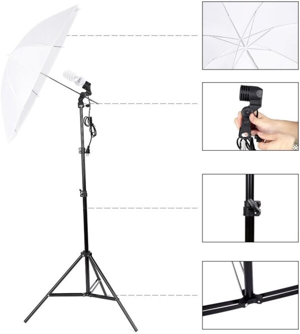 Photo Lighting Kit, 2M x 3M/6.6ft x 9.8ft Background Support System and 900W 6400K Umbrellas Softbox Continuous Lighting Kit for Photo Studio Product,Portrait and Video Shoot Photography - Image 6