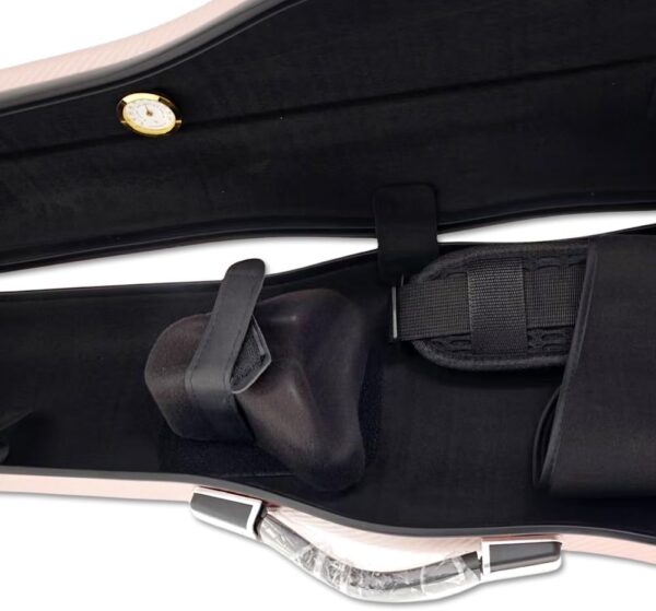 Hard Shell 3/4 Violin Case 4/4 Full Size Carbon Fiber Violin Box Strong Light Anti-Scratch Scratch Shaped Flight Case Travel Backpack Violin Case (Pink gold) - Image 2