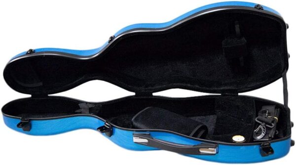VIOLIN CASE-PAITITI Cello Shaped Full Size Durable Super Light Fiber Glass Violin Case with Hygrometer Backpackable (Blue) - Image 3