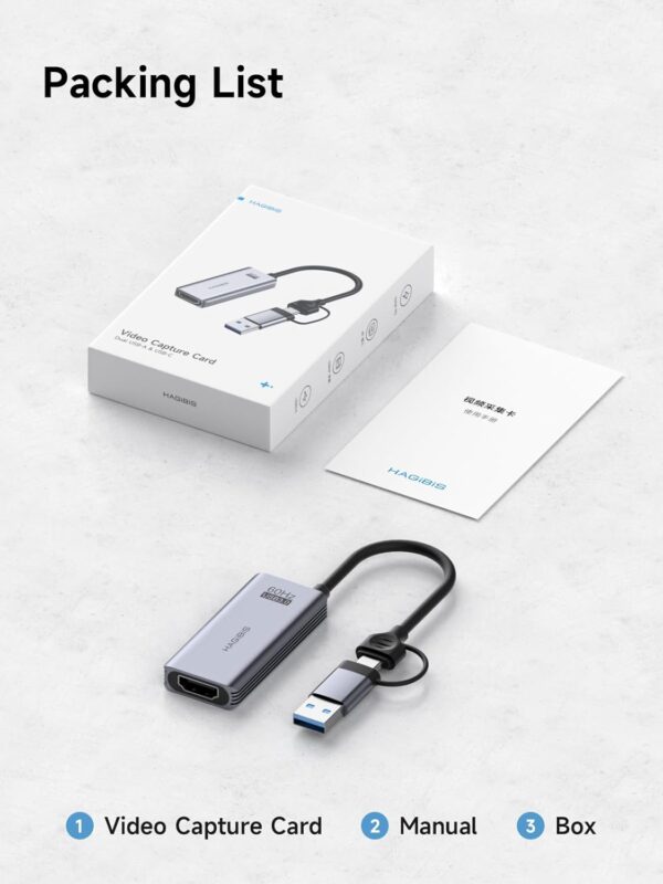 Hagibis USB3.0 Video Capture Card with 100W PD HDMI to USB/USB C 1080P HD 60fps Live and Record Video Audio Game MS2130 for Quest 3 2 Pro VR Switch PS4/5 Live Broadcast, Gaming, Streaming (UHC07P) - Image 9