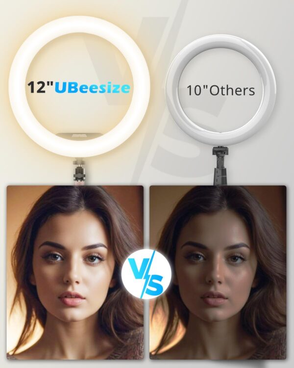 UBeesize 12" Desk Ring Light with Stand and Phone Holder, Overhead Phone Mount for Video Recording, Zoom Meeting, Live Streaming, Tiktok, YouTube，Compatible with iPhone, Android, Cameras - Image 3