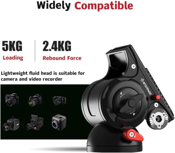 IFOOTAGE Komodo K5S Video Fluid Head,Cameras Tripod Fluid Head with Quick Release Plate, for Professional Photography, Content Creation, Vlogging and Video Production - Image 2
