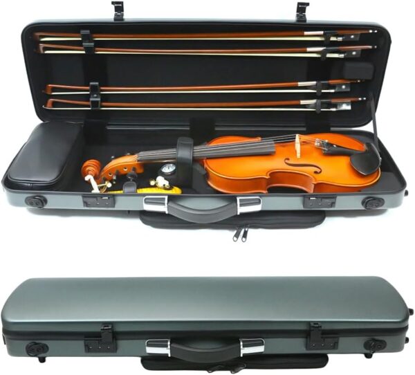 High Grade Violin Case 4/4 Full Size Carbon Fiber Violin Case Anti-Scratch Oblong Violin Box heet Removable Music Bag and 2 Adjustable Straps Strong Light Travel case (Blackish Green) - Image 3