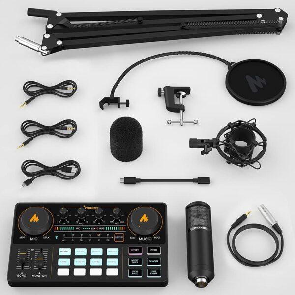 MAONO Podcast Equipment Bundle Audio mixer All-in-One Podcast Production Studio with 3.5mm Microphone for Live Streaming, Podcast Recording, PC, Smartphone, DJ MaonoCaster Lite (AU-AM200-S6 Black) - Image 9