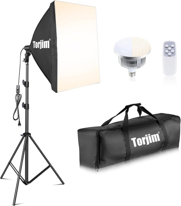 Torjim Softbox Lighting Kit, 27" x 27" Professional Photography Lighting Kit with 85W 3000-7500K E26 LED Bulbs, Continuous Lighting System Kit for Portrait, Product, Video Recording & Photography