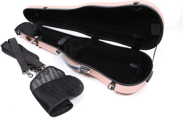 WUQIMUSC 4/4 full size Violin Case Strong Light Carbon fiber box Backpackable Anti-Scratch Shaped Flight case travel violin case for students&adults &beginners (rose) - Image 7