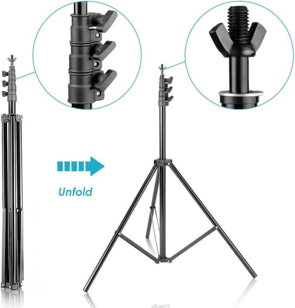 Neewer® 8.5ft X 10ft/2.6M X 3M Background Stand Support System with 6ft X 9ft/1.8M X 2.8M Backdrop(White,Black,Green) for Portrait,Product Photography and Video Shooting - Image 5