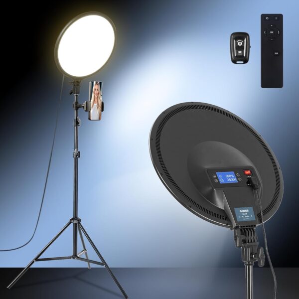 14" Large Ring Light Kit with Tripod Stand & Phone Holder, 40W Full-Screen Photography Lighting with LCD Display & Remote, Studio Lights for Zoom, Video Recording, Live Stream, YouTube, TikTok