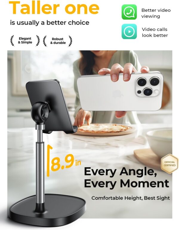 LISEN Cell Phone Stand Adjustable Phone Holer for Desk, Computer Office Desk Accessories for iPhone 16 Holder Women Kitchen Essentials Fits All Mobile Phones Switch Kindle iPads Tablet 4-10in - Image 3