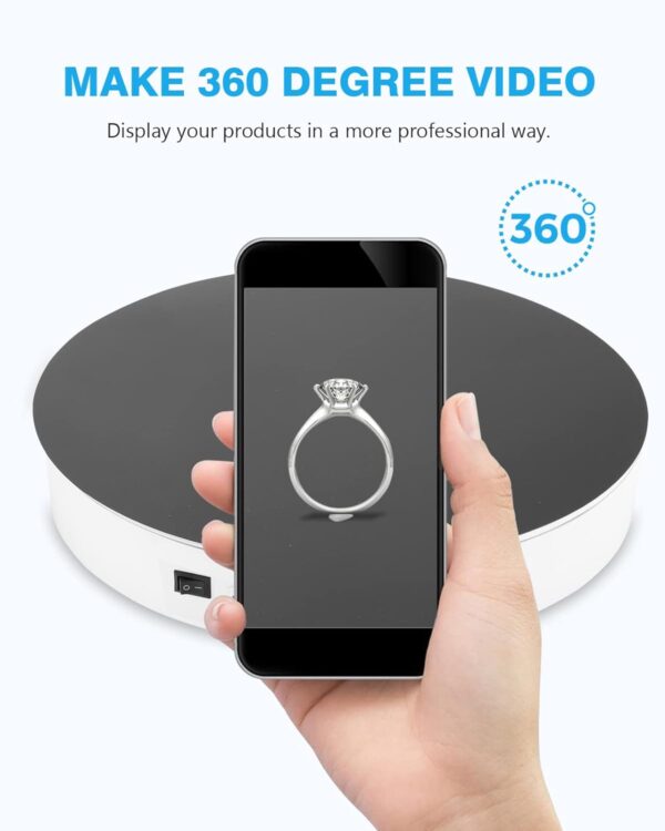 BAOSHISHAN Motorized Rotating Display Stand 13.7inch/110LB, 360 Degree Photography Turntable with Remote Control, Electric Turntable for Products Photo or Short Video, Panoramic Images, 3D Scanning - Image 2