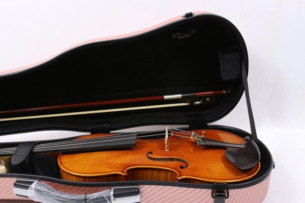 WUQIMUSC 4/4 full size Violin Case Strong Light Carbon fiber box Backpackable Anti-Scratch Shaped Flight case travel violin case for students&adults &beginners (rose) - Image 9