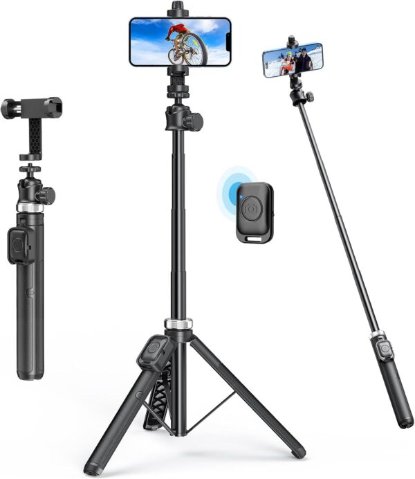 62" Phone Tripod - MIIASI Extendable Tripod for iPhone and Selfie Stick Tripod with Remote, 360° Ball Head Upgraded Cell Phone Tripod for Video Recording, iPhone 14/13/12 Pro Max/Android