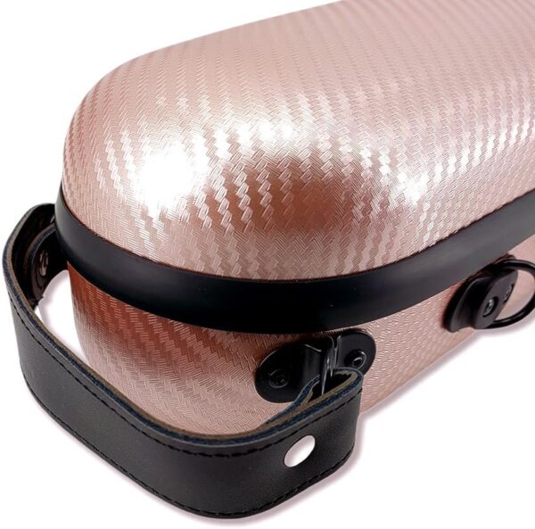 Hard Shell 3/4 Violin Case 4/4 Full Size Carbon Fiber Violin Box Strong Light Anti-Scratch Scratch Shaped Flight Case Travel Backpack Violin Case (Pink gold) - Image 5