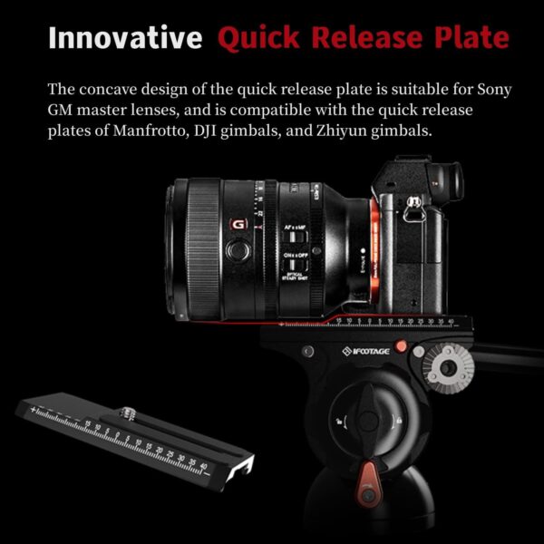 IFOOTAGE Komodo K5S Video Fluid Head,Cameras Tripod Fluid Head with Quick Release Plate, for Professional Photography, Content Creation, Vlogging and Video Production - Image 3