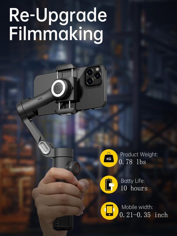 Phone Gimbal Stabilizer 3-Axis Smartphone Foldable Handheld Gimbal for iPhone with Focus Wheel TikTok YouTube Vlog Stabilizer for iPhone16 15 14 13 12 Pro Max Android-AOCHUAN Smart XE XE - Image 10
