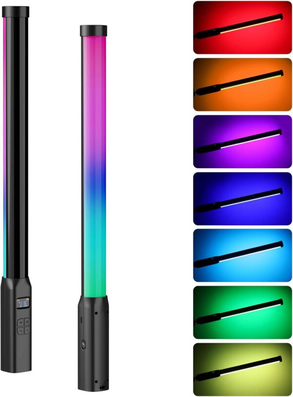 ULANZI VL119 Handheld Light Wand, 360° RGB LED Video Light Stick for Photography, 2600mAh Rechargeable Tube Light for Video Shooting, 2500-9000K Dimmable Camera Light with LCD