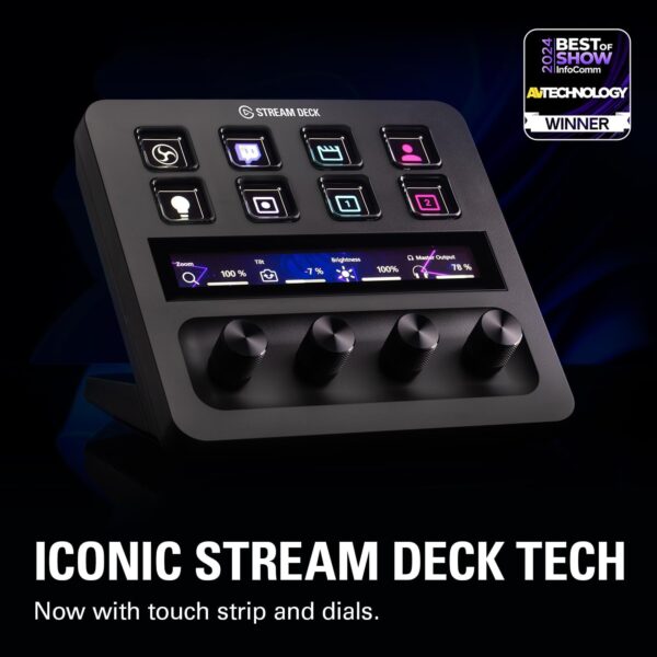 Elgato Stream Deck +, Audio Mixer, Production Console and Studio Controller for Content Creators, Streaming, Gaming, with customizable touch strip dials and LCD keys, works with Mac and PC - Image 2