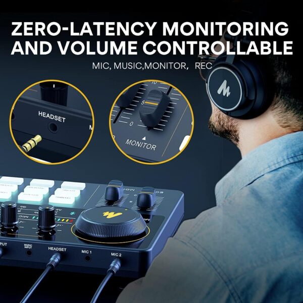 MAONO Podcast Equipment Bundle Audio mixer All-in-One Podcast Production Studio with 3.5mm Microphone for Live Streaming, Podcast Recording, PC, Smartphone, DJ MaonoCaster Lite (AU-AM200-S6 Black) - Image 8