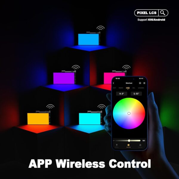 Pixel G1s RGB Video Light with APP Control, Built-in 12W Rechargeable Battery LED Camera Light, 10 Common Lighting Effects, CRI≥97 2500-8500K RGB Video Light with Aluminum Alloy Body - Image 3