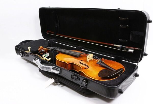 4/4 Full Size Violin Case Carbon Fiber Rectangular Code Lock Violin Box Lightweight Colourful Case with Strong Strap Violin Bag (Black), case-39 MN - Image 3