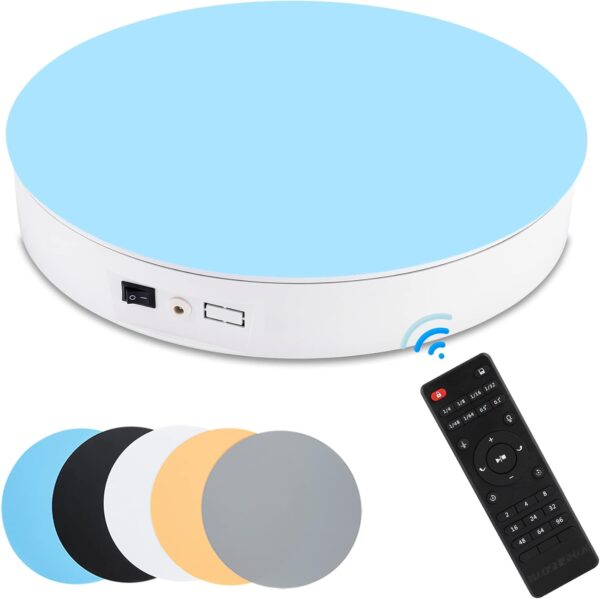 BAOSHISHAN Motorized Rotating Display Stand 13.7inch/110LB, 360 Degree Photography Turntable with Remote Control, Electric Turntable for Products Photo or Short Video, Panoramic Images, 3D Scanning