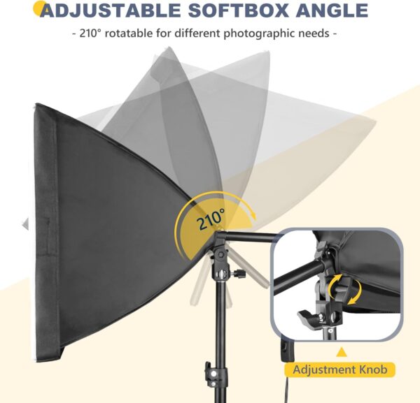 Torjim Softbox Photography Lighting Kit, 16'' x 16'' Professional Softbox Lighting Kit with 85W 3000-7500K LED Bulbs, Studio Lights for Photography/Video Recording/Live Streaming - Image 5