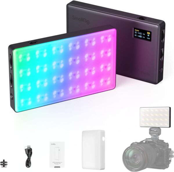 SmallRig RM120 RGB Video Light, 5000mAh 180 Minutes Portable Camera Light 7W Output Power, LED Video Light Panel, 2500-8500K CRI TLCI 98+ for TikTok, Content Creator, Photographer