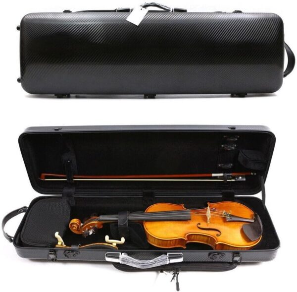 4/4 Full Size Violin Case Carbon Fiber Rectangular Code Lock Violin Box Lightweight Colourful Case with Strong Strap Violin Bag (Black), case-39 MN