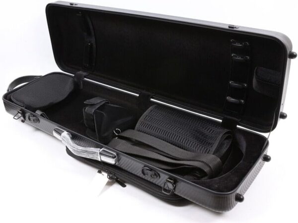 4/4 Full Size Violin Case Carbon Fiber Rectangular Code Lock Violin Box Lightweight Colourful Case with Strong Strap Violin Bag (Black), case-39 MN - Image 2