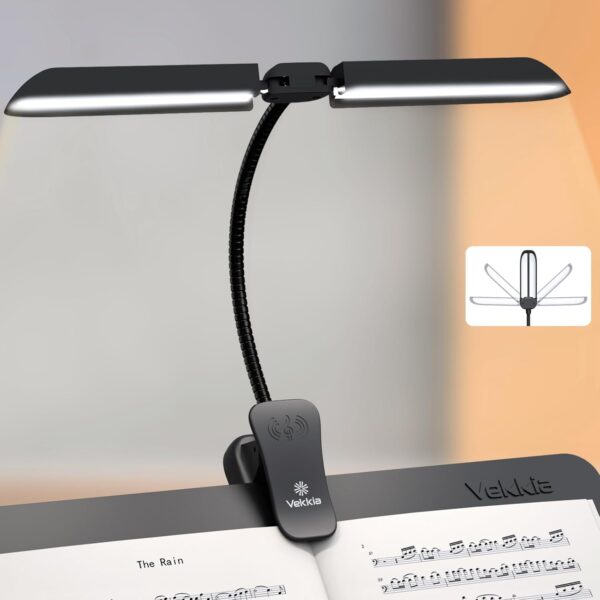 Vekkia Folding Music Stand Light - Portable 42 - Led Rechargeable, Super - Bright Clip - on Piano Lamp. Professional 5 Brightness×3 Color Temperature, for Grand Piano, Book Reading