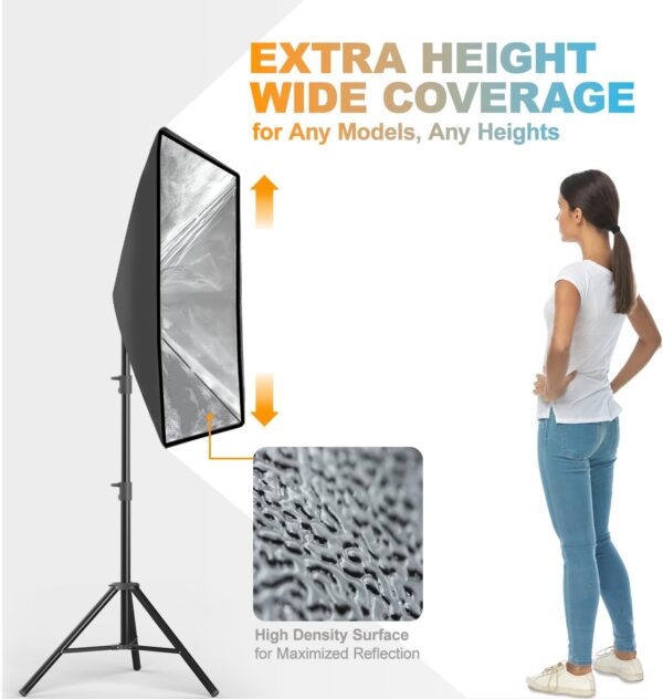 LimoStudio (LED Super Bright) 1600W Output Remote Control, 20 x 28 inch Softbox Continuous Lighting Kit, 3000K-6500K Adjustable Color Temperature, 7600 Lumen, 95>CRI, Soft Box Light Diffuser, AGG3431 - Image 6