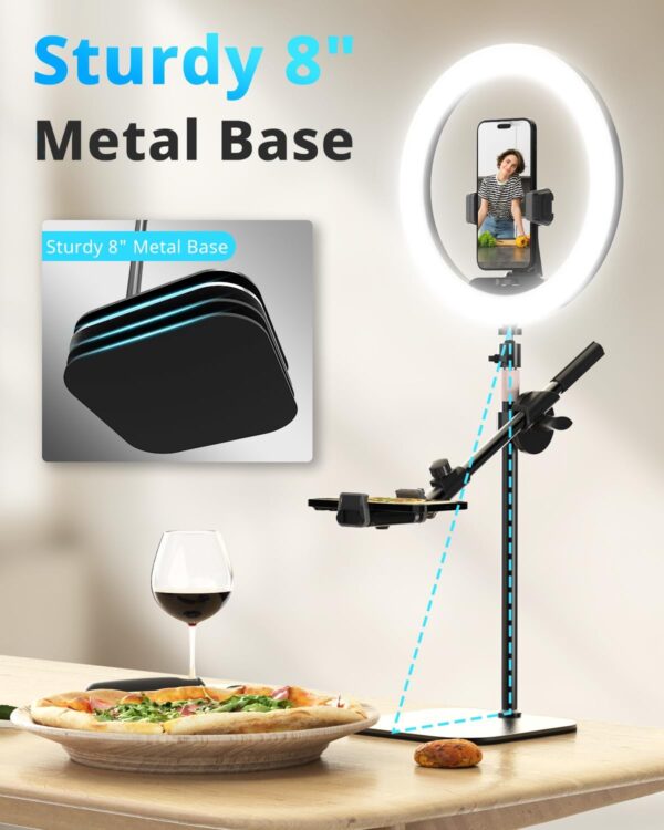 UBeesize 12" Desk Ring Light with Stand and Phone Holder, Overhead Phone Mount for Video Recording, Zoom Meeting, Live Streaming, Tiktok, YouTube，Compatible with iPhone, Android, Cameras - Image 6