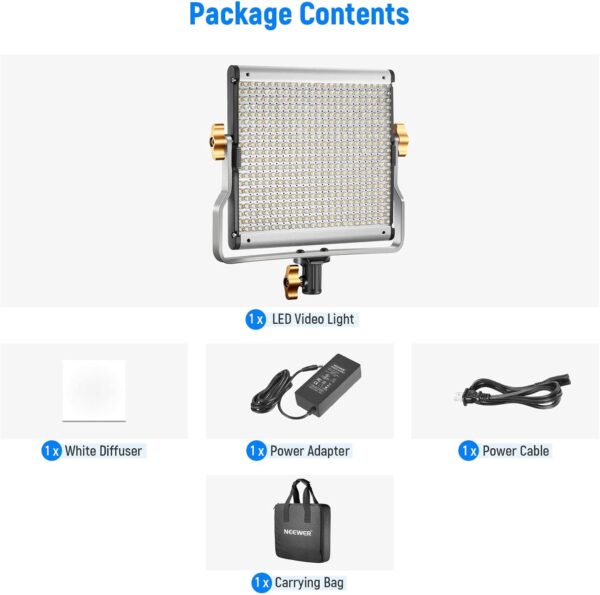Neewer Dimmable Bi-Color LED with U Bracket Professional Video Light for Studio, YouTube Outdoor Video Photography Lighting Kit, Durable Metal Frame, 480 LED Beads, 3200-5600K, CRI 96+ - Image 8