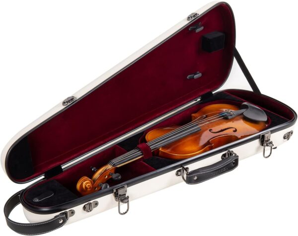 Crossrock Fiberglass Case fits 4/4 Full-Size Violin with Removable Shoulder Straps-Milky White (CRF1020VMW) - Image 4