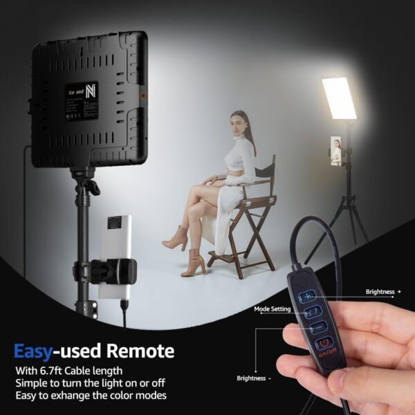 2-Pack LED Video Light Kit, NiceVeedi Studio Light, 2800-6500K Dimmable Photography Lighting Kit with Tripod Stand&Phone Holder, 73" Stream Light for Video Recording, Game Streaming, YouTube… - Image 2