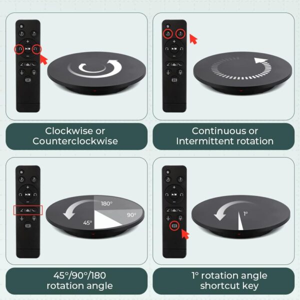 Large Photography Turntable 24inch/330lb Motorized Rotating Display Stand 360 Degree with Remote Control Electric Turntable for Products, Model Photo or Video(Black) - Image 3