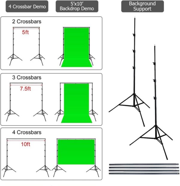 800W 5500K Umbrellas Softbox Continuous Lighting Kit with Backdrop Support System for Photo Studio Product, Portrait and Video Shoot Photography - Image 5