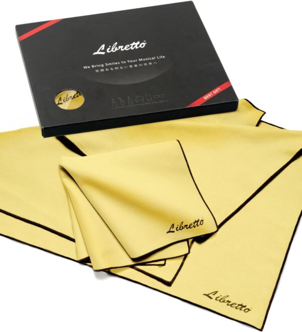 Libretto Microfiber Polish Cloth for Musical Instrument, 3 Sizes in 1 Pack, Violin and Cello Cleaning Product, Yellow, Lint-Free, Super Soft, Gift, for Piano, Guitar, Trumpet, Saxophone, Laptop.