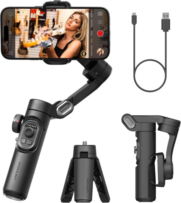 Phone Gimbal Stabilizer 3-Axis Smartphone Foldable Handheld Gimbal for iPhone with Focus Wheel TikTok YouTube Vlog Stabilizer for iPhone16 15 14 13 12 Pro Max Android-AOCHUAN Smart XE XE - Image 11