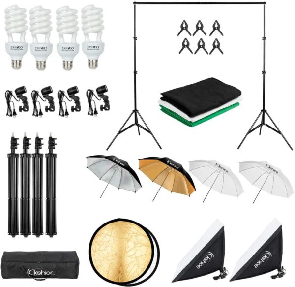 800W 5500K Umbrellas Softbox Continuous Lighting Kit with Backdrop Support System for Photo Studio Product, Portrait and Video Shoot Photography - Image 7