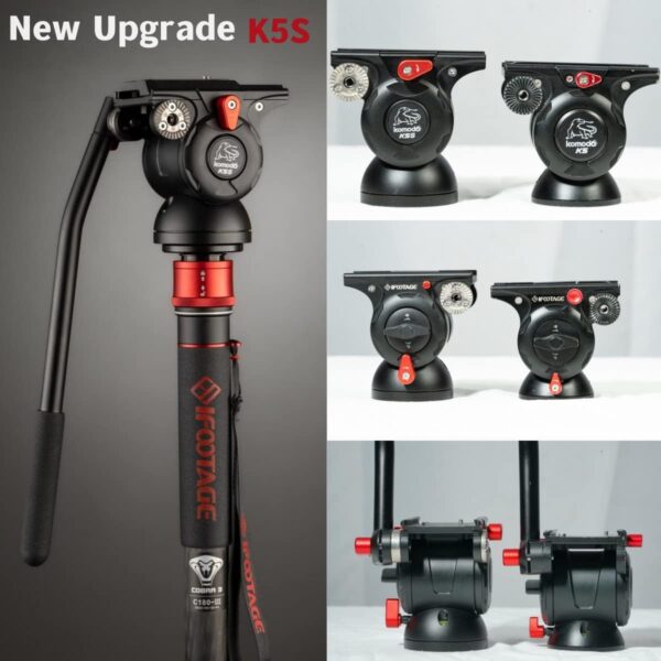 IFOOTAGE Komodo K5S Video Fluid Head,Cameras Tripod Fluid Head with Quick Release Plate, for Professional Photography, Content Creation, Vlogging and Video Production - Image 4