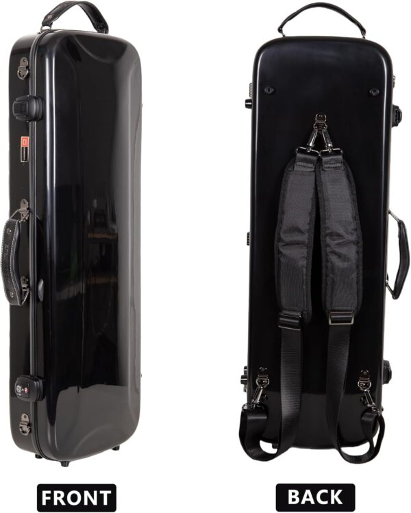 Crossrock Fiberglass Oblong Case fits 4/4 Full-Size Violin, Includes TSA lock, Protective Blanket, Hygrometer, Accessory Compartments-Black (CRF2020VBK-R) - Image 3