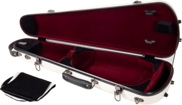 Crossrock Fiberglass Case fits 4/4 Full-Size Violin with Removable Shoulder Straps-Milky White (CRF1020VMW) - Image 3