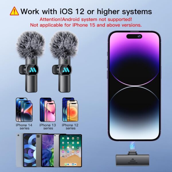 2pcs Lavalier Wireless Microphone for iPhone iPad Video Recording,Mini Microphone for Game Live Streaming,Interviews,YouTube,TikTok,Vlog(Not Applicable for iPhone USB-C Interface) - Image 4