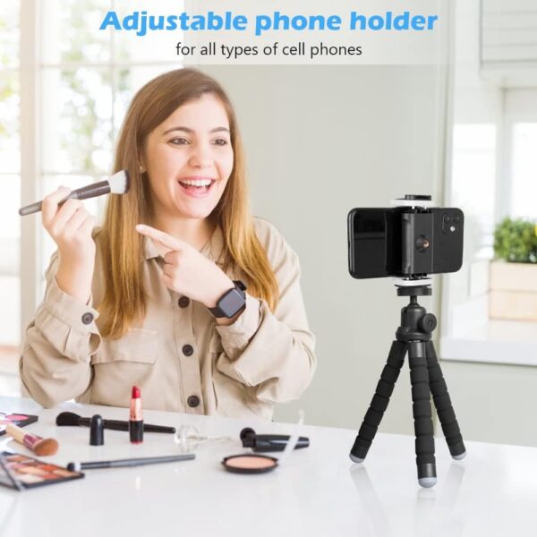 Ubeesize Phone Tripod, Portable and Flexible Tripod with Wireless Remote and Clip, Cell Phone Tripod Stand for Video Recording Black - Image 5