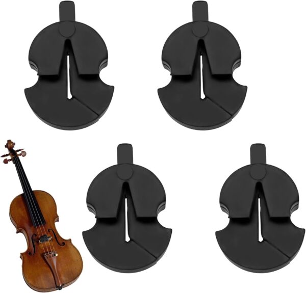 4 PCS Rubber Violin Practice Mute Set, Small Viola Mute, Tourte Style Rubber Mute for All Violins, Practice Mute Violin(Black)